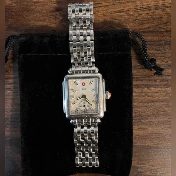 Michele Deco Diamond Watch – Silver with Mother of Pearl Face - Picture 3 of 15